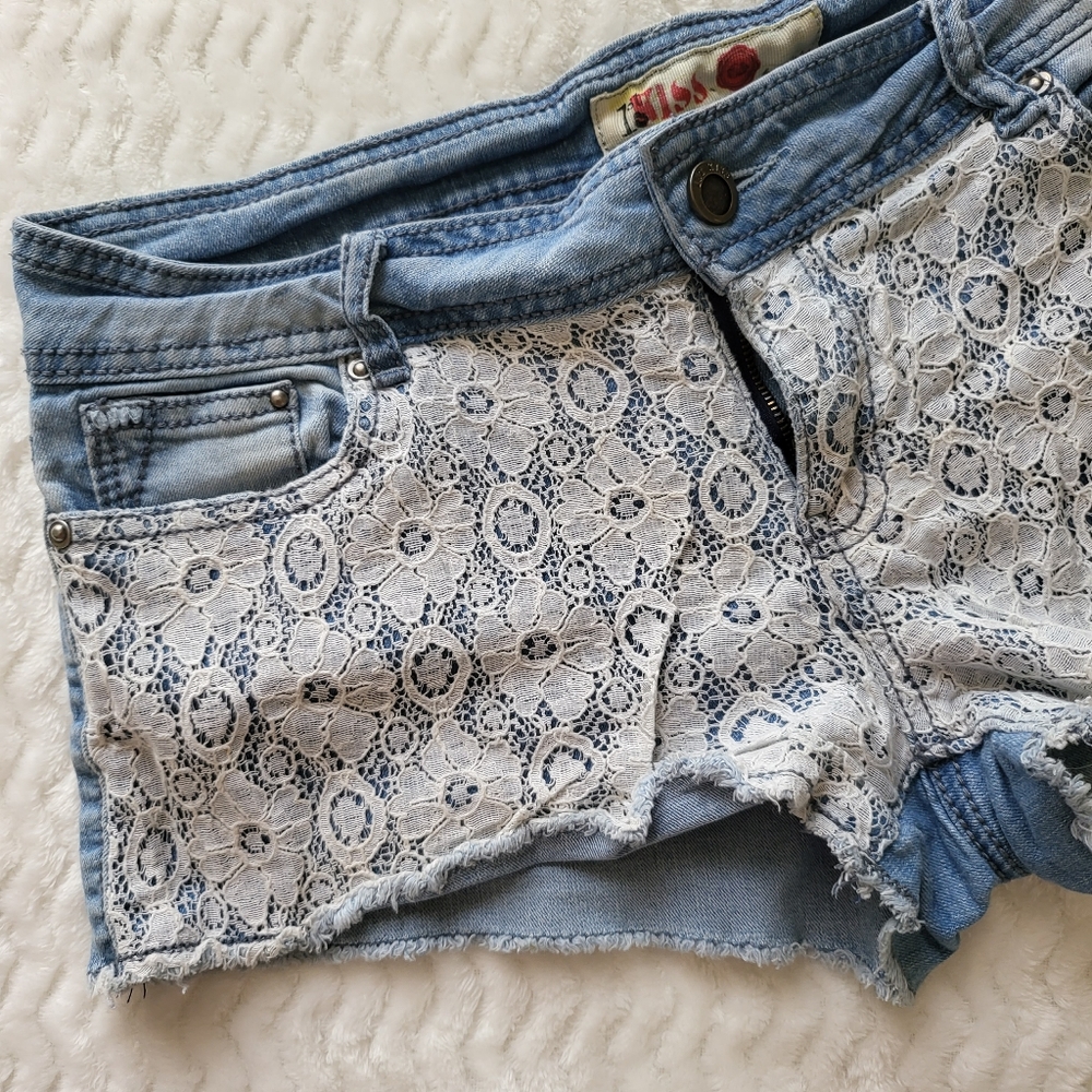 Denim Lace Short-Juniors